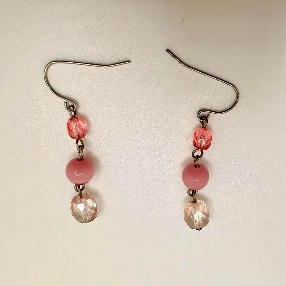 Delicate pink beaded earrings these